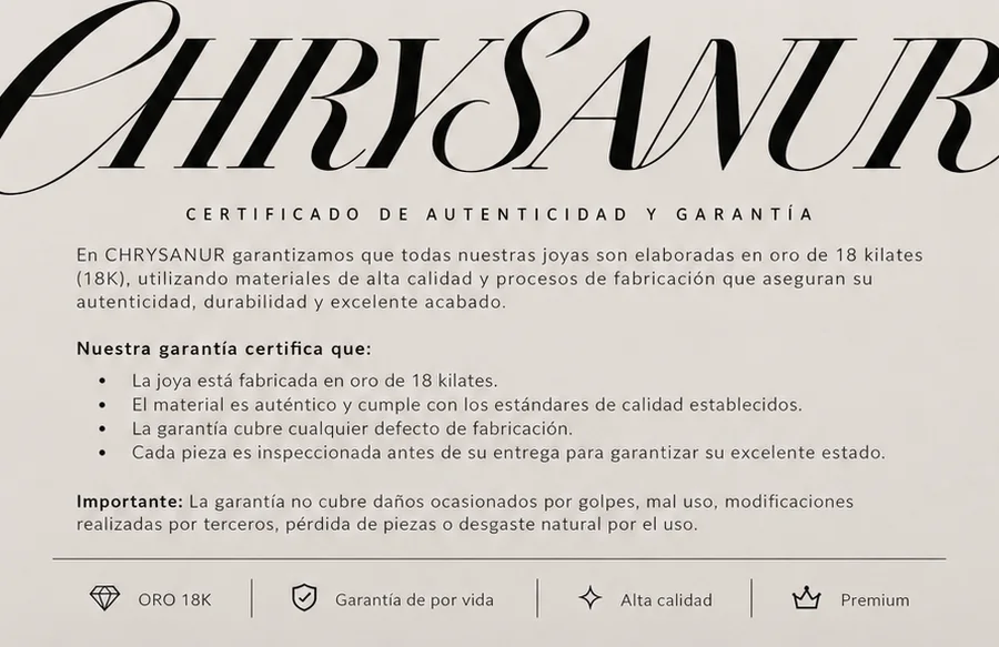 Reverso del certificado con los términos de garantía